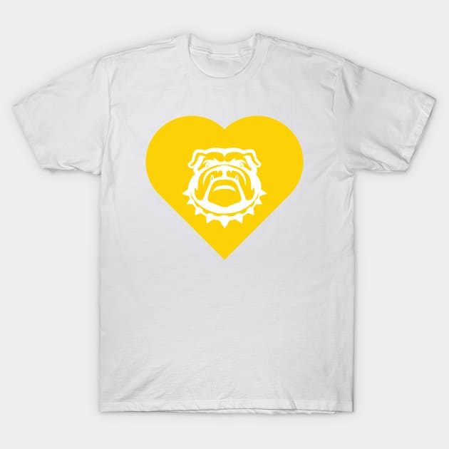 Bulldog Mascot Cares Yellow T-Shirt by College Mascot Designs